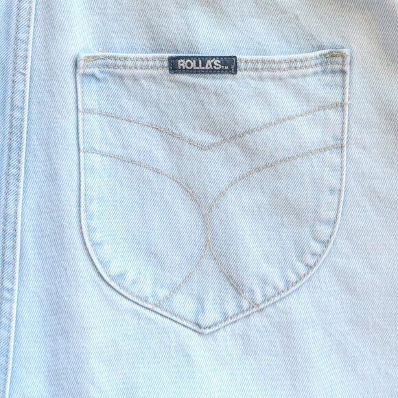 ROLLA'S Light Blue Denim Jean Organic Mirage High Rise Short Overalls Shortalls - Picture 8 of 11